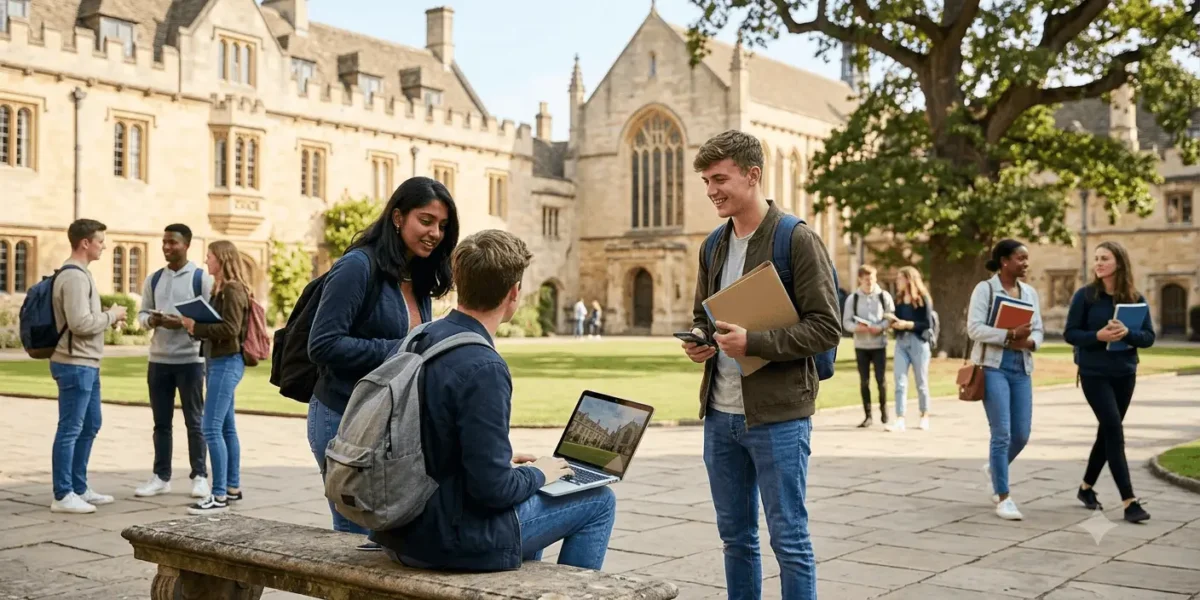Student checking Student Finance England eligibility on a laptop at university campus